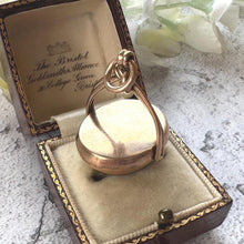 Load image into Gallery viewer, Victorian 9ct Gold Scottish Bloodstone Spinner Fob: Antique Eternity Love Knot &amp; Shield Large Pendant, Hallmarked 1894
