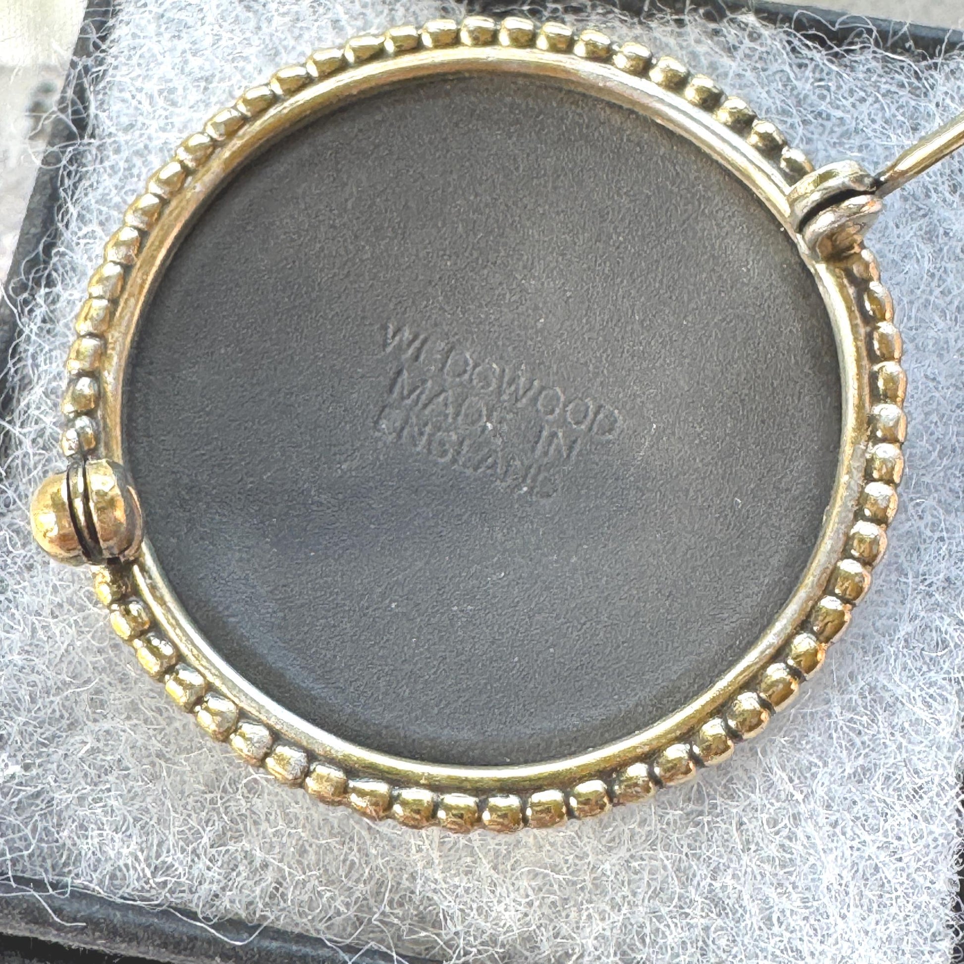 Vintage Wedgwood Black Jasperware Sterling Silver Cupid Brooch