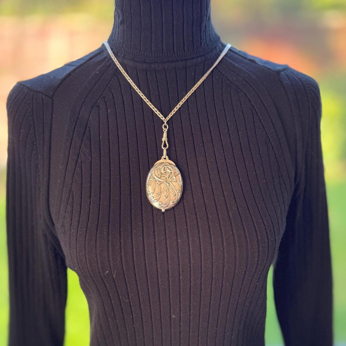 Art Nouveau 800 Silver Mirror Pendant: Antique Jugendstil Deeply Embossed Iris & Whiplash Locket, Germany