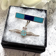 Load image into Gallery viewer, Vintage Sterling Silver &amp; Enamel WWII RAF Sweetheart Brooch: 1940s Military Love Token Jewellery
