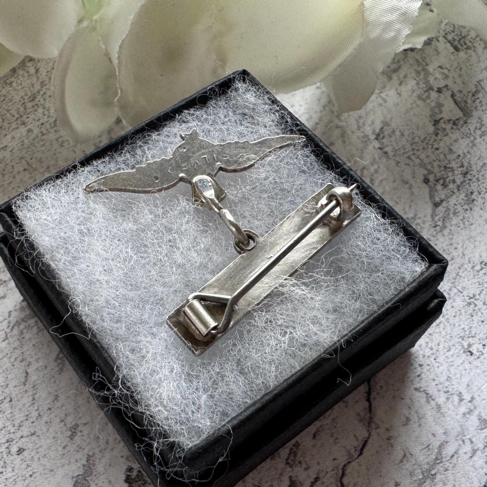 Vintage Sterling Silver & Enamel WWII RAF Sweetheart Brooch: 1940s Military Love Token Jewellery