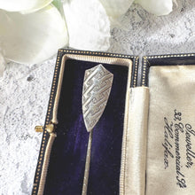 Load image into Gallery viewer, Georgian Sterling Silver Stick Pin: Antique Engraved Shield Lapel
