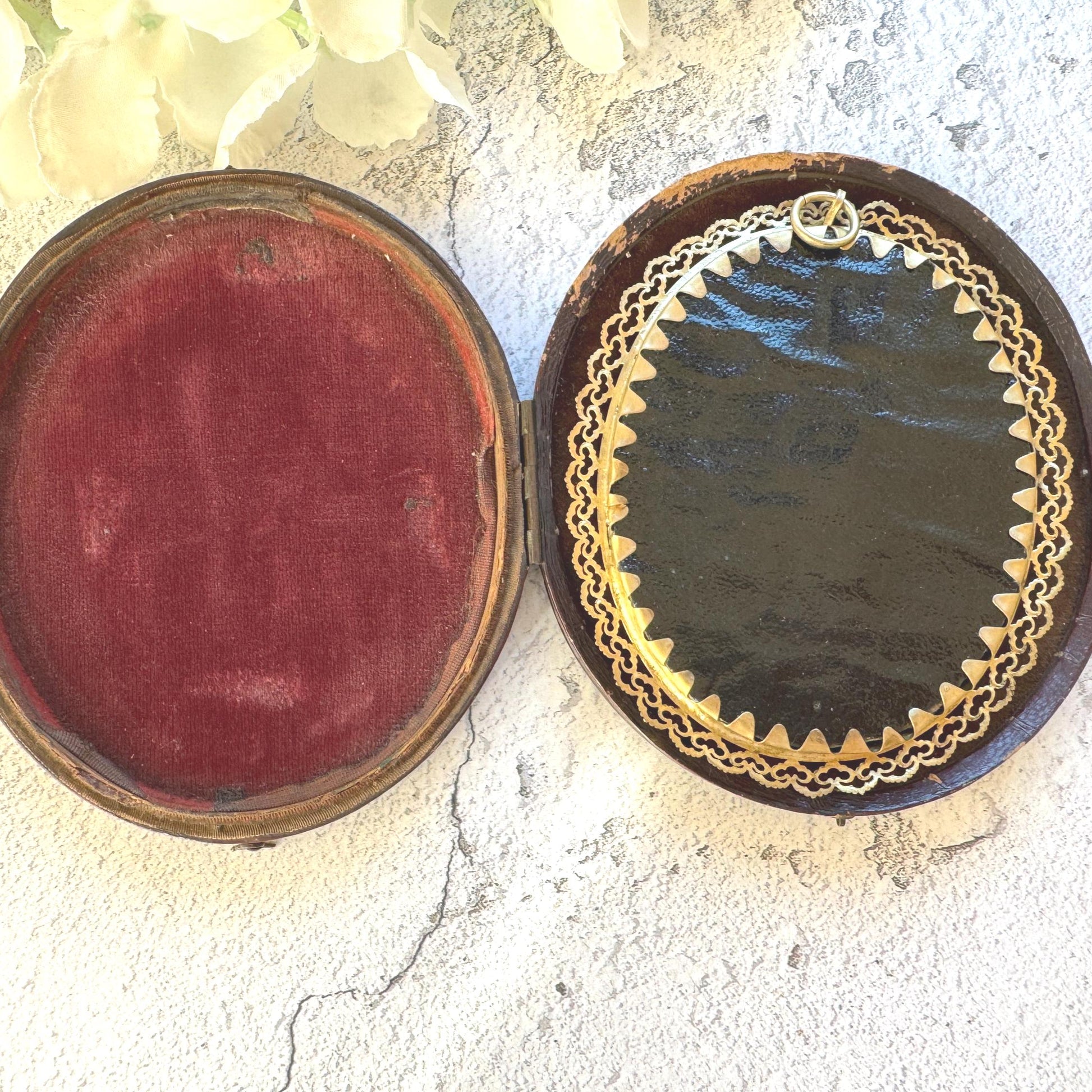 Georgian Signed Portrait Miniature of a Lady, Ormolu Pendant Frame, Cased