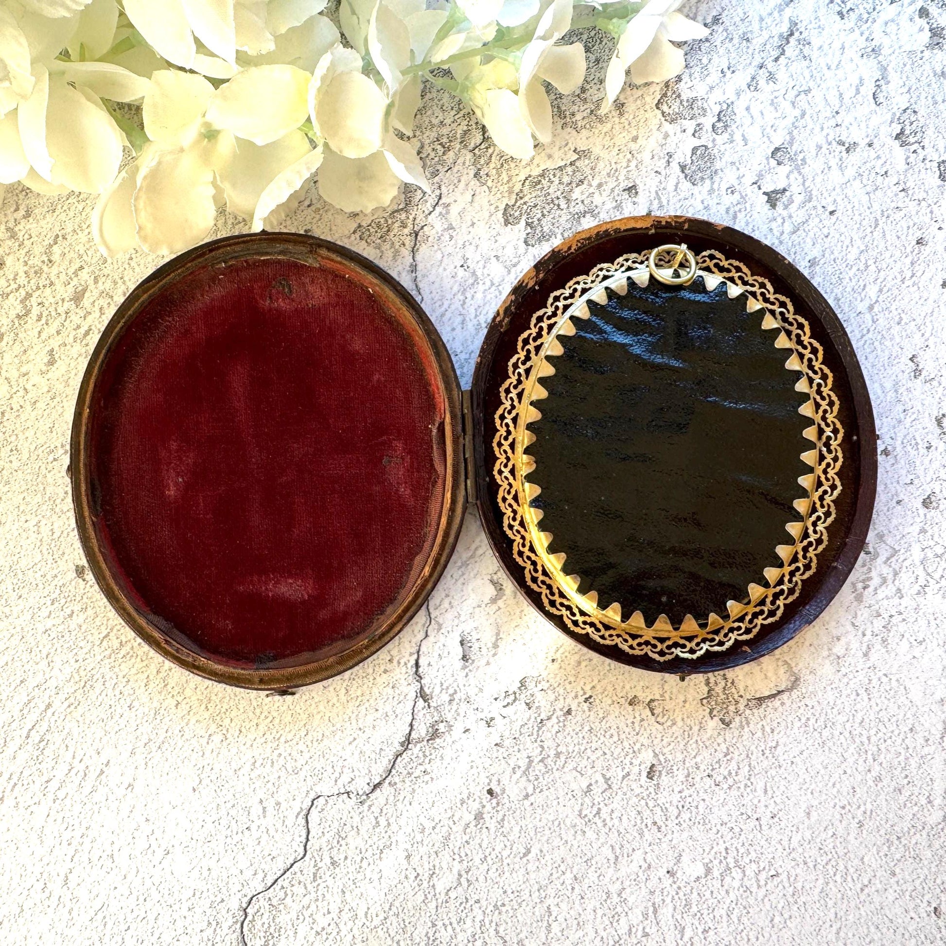 Georgian Signed Portrait Miniature of a Lady, Ormolu Pendant Frame, Cased
