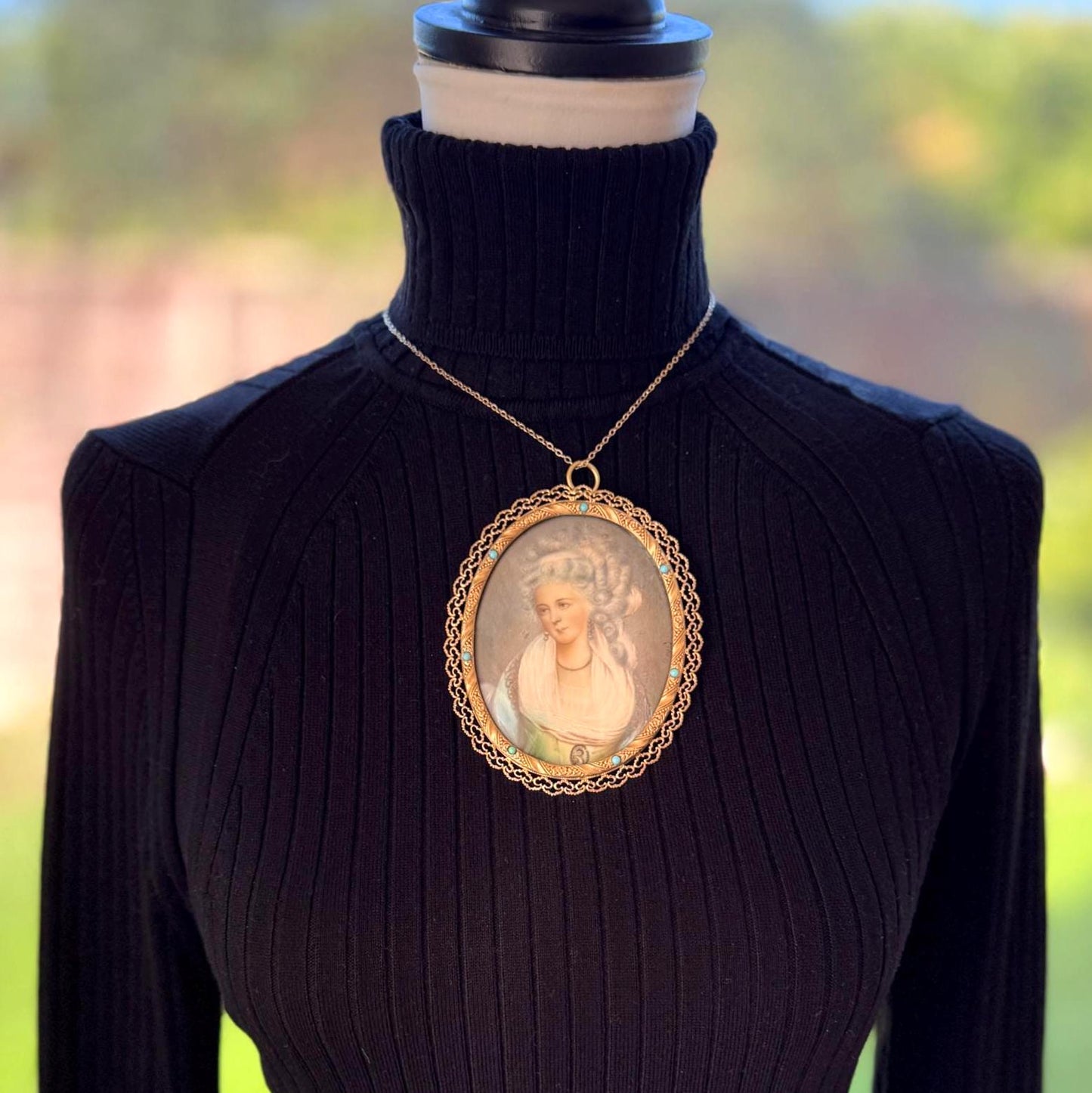Georgian Signed Portrait Miniature of a Lady, Ormolu Pendant Frame, Cased