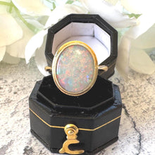Cargar imagen en el visor de la galería, Antique Natural Opal Oval Solitaire 18ct Yellow Gold Ring: Victorian Ring Size R/8.75
