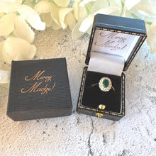 Load image into Gallery viewer, Antique Victorian 9ct Gold Emerald Green &amp; White Paste Diamond Cluster Ring
