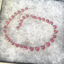 Load image into Gallery viewer, Antique Art Deco Pink Ruby Paste Sterling Silver Riviere Necklace
