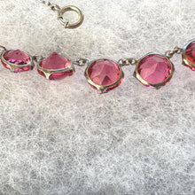 Load image into Gallery viewer, Antique Art Deco Pink Ruby Paste Sterling Silver Riviere Necklace
