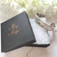 Load image into Gallery viewer, Vintage Sterling Silver Egyptian Hieroglyphic Amulet Bangle: 1970s Talisman Jewellery
