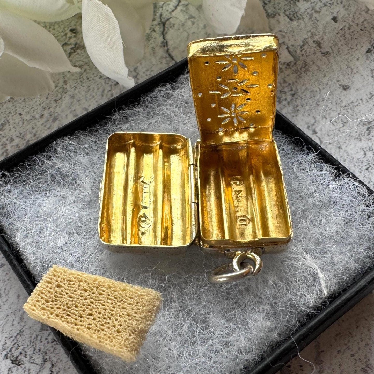 Rare Georgian Silver Miniature Cigar Box Vinaigrette Pendant