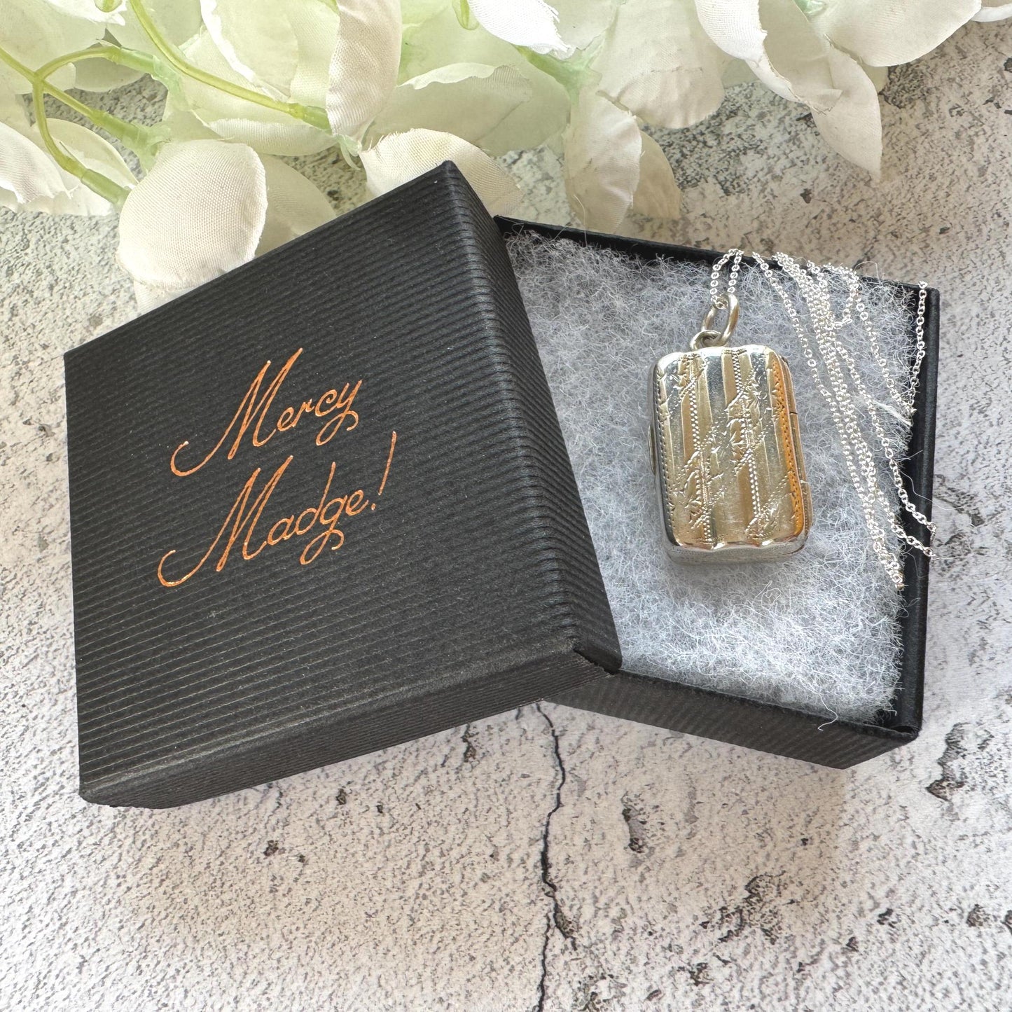 Rare Georgian Silver Miniature Cigar Box Vinaigrette Pendant