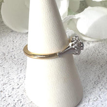 Load image into Gallery viewer, Antique 1920s Sapphire Diamond Cluster Ring: 18ct Gold &amp; Platinum Edwardian/Art Deco Engagement Ring
