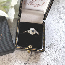 Load image into Gallery viewer, Antique 1920s Sapphire Diamond Cluster Ring: 18ct Gold &amp; Platinum Edwardian/Art Deco Engagement Ring
