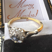 Load image into Gallery viewer, Antique 1920s Sapphire Diamond Cluster Ring: 18ct Gold &amp; Platinum Edwardian/Art Deco Engagement Ring
