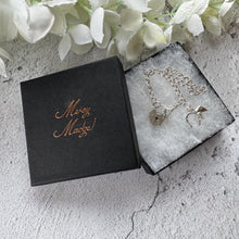 Load image into Gallery viewer, Vintage English Sterling Silver Curb Bracelet, Love Heart Padlock Clasp, Equestrian Horseshoe Charm
