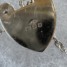 Load image into Gallery viewer, Vintage 1976 Sterling Silver Wide Gate Bracelet With Heart Padlock Clasp. Romantic Sweetheart Jewellery
