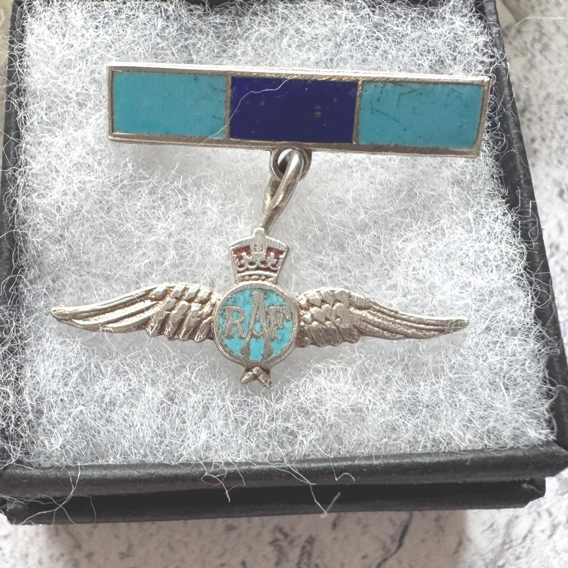 Vintage Sterling Silver & Enamel WWII RAF Sweetheart Brooch: 1940s Military Love Token Jewellery