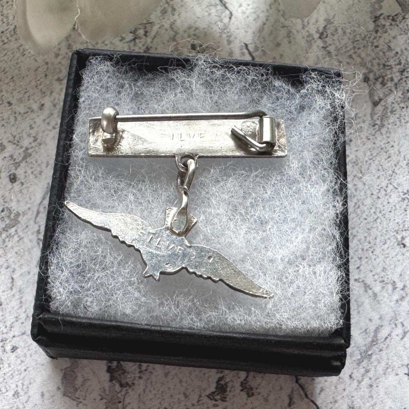 Vintage Sterling Silver & Enamel WWII RAF Sweetheart Brooch: 1940s Military Love Token Jewellery