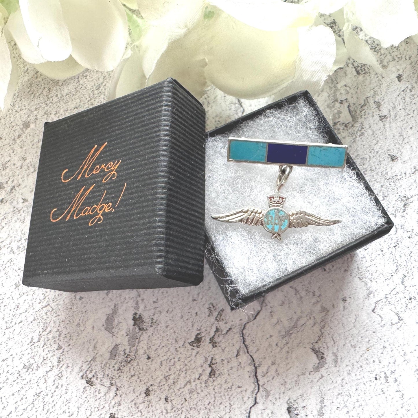Vintage Sterling Silver & Enamel WWII RAF Sweetheart Brooch: 1940s Military Love Token Jewellery