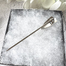 Load image into Gallery viewer, Georgian Sterling Silver Stick Pin: Antique Engraved Shield Lapel
