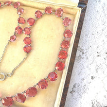 Load image into Gallery viewer, Antique Art Deco Pink Ruby Paste Sterling Silver Riviere Necklace
