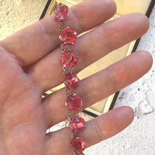 Load image into Gallery viewer, Antique Art Deco Pink Ruby Paste Sterling Silver Riviere Necklace
