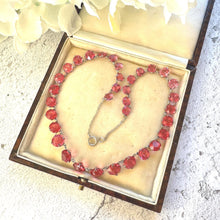 Load image into Gallery viewer, Antique Art Deco Pink Ruby Paste Sterling Silver Riviere Necklace
