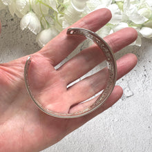 Load image into Gallery viewer, Vintage Sterling Silver Egyptian Hieroglyphic Amulet Bangle: 1970s Talisman Jewellery
