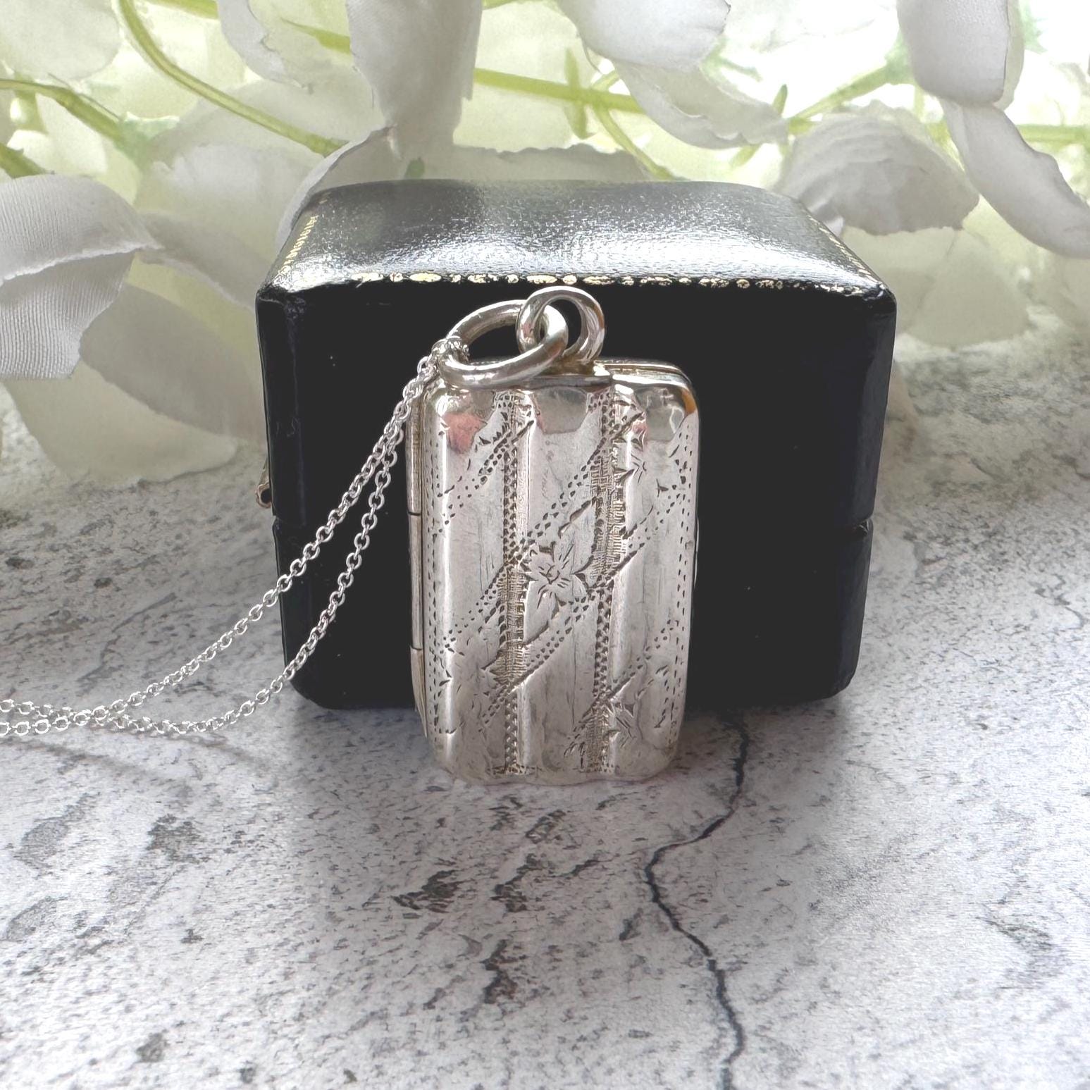 Rare Georgian Silver Miniature Cigar Box Vinaigrette Pendant