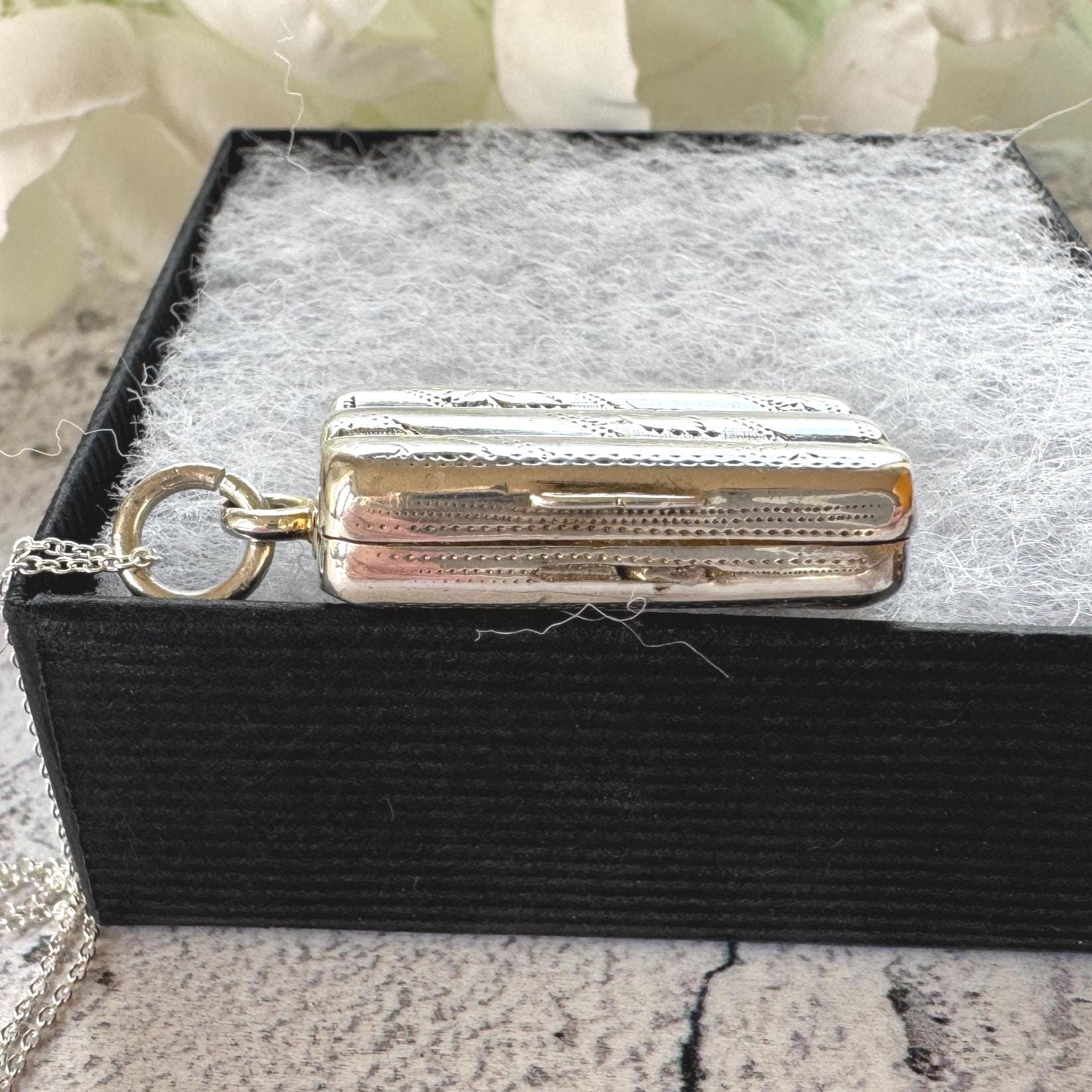 Rare Georgian Silver Miniature Cigar Box Vinaigrette Pendant