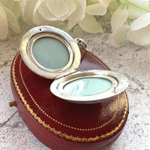 Carica l'immagine nel visualizzatore di Gallery, Vintage Sterling Silver Enamel Floral Locket, Victorian Style Photo Locket Necklace
