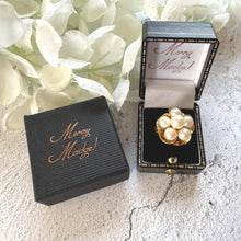 Load image into Gallery viewer, 1970s 14ct Gold Pearl Cluster Ring: Mid-Century High Dome Flower Design (Boxed)
