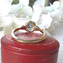 Load image into Gallery viewer, Antique 1920s Sapphire Diamond Cluster Ring: 18ct Gold &amp; Platinum Edwardian/Art Deco Engagement Ring
