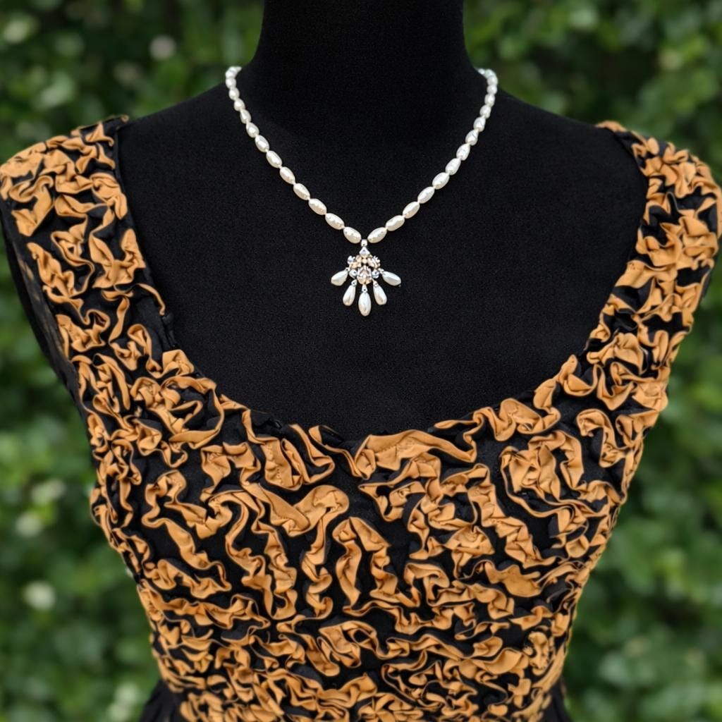 Antique Georgian Pearl & Rose Cut Diamond Pendant Necklace