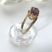 Load image into Gallery viewer, Vintage 9ct Gold Amethyst Toi et Moi Ring, 1966. Two Stone Bypass Engagement Ring
