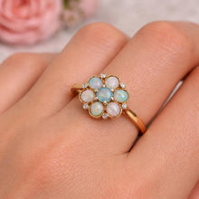 Charger l'image dans la galerie, Antique Victorian Natural Opal &amp; Diamond Daisy Cluster Ring, Size UK T, US 9-1/2
