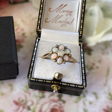Charger l'image dans la galerie, Antique Victorian Natural Opal &amp; Diamond Daisy Cluster Ring, Size UK T, US 9-1/2
