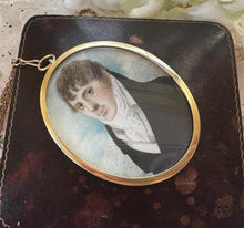 Load image into Gallery viewer, Antique Georgian Portrait Miniature Pendant of a Gentleman: Romantic Regency Keepsake, circa 1805–1820
