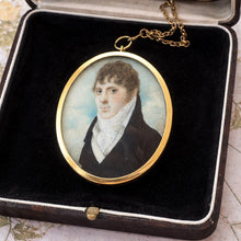 Load image into Gallery viewer, Antique Georgian Portrait Miniature Pendant of a Gentleman: Romantic Regency Keepsake, circa 1805–1820
