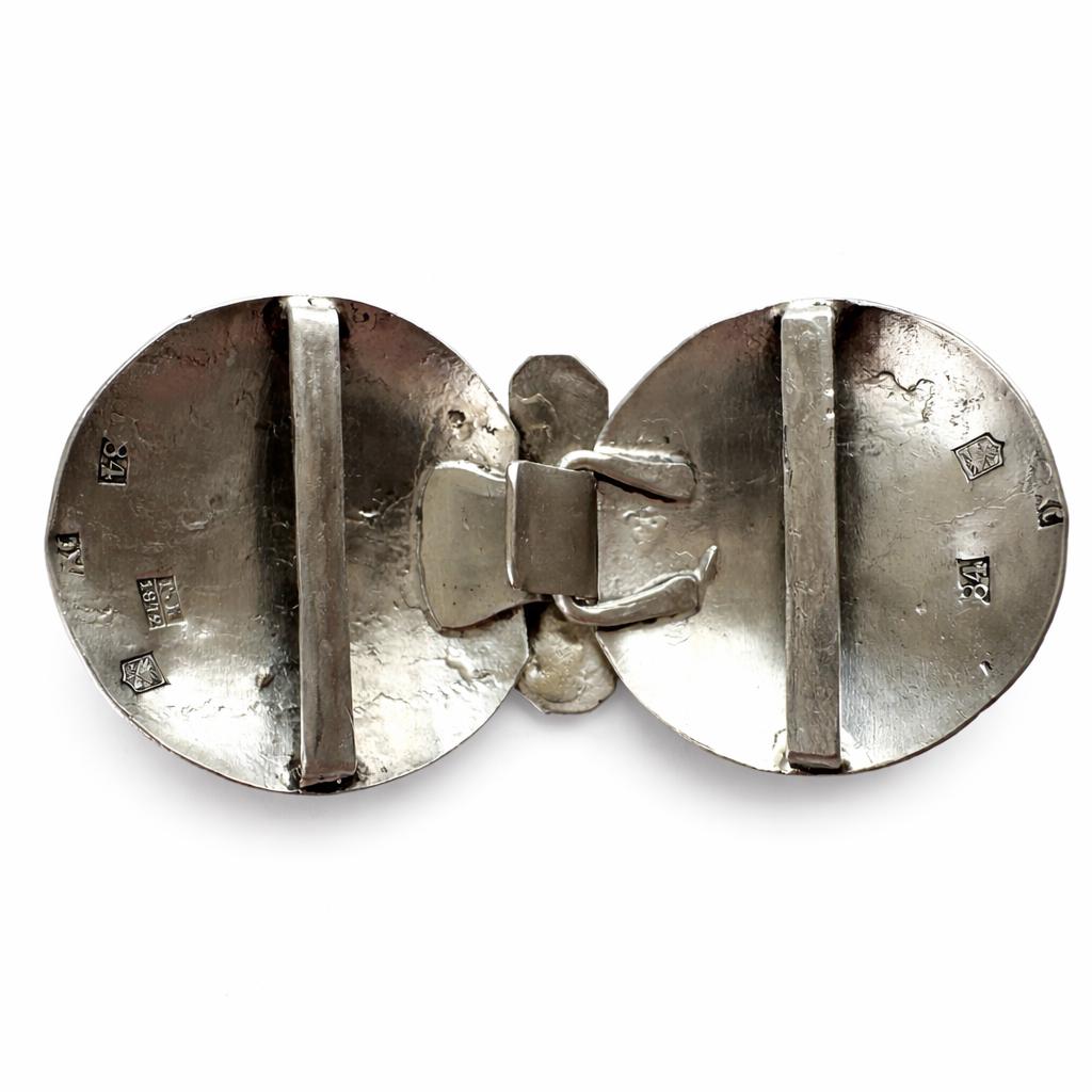Rare Antique Imperial Russian Niello Silver Zoomorphic Belt Buckle, Dated 1872, Caucasus Dagestan