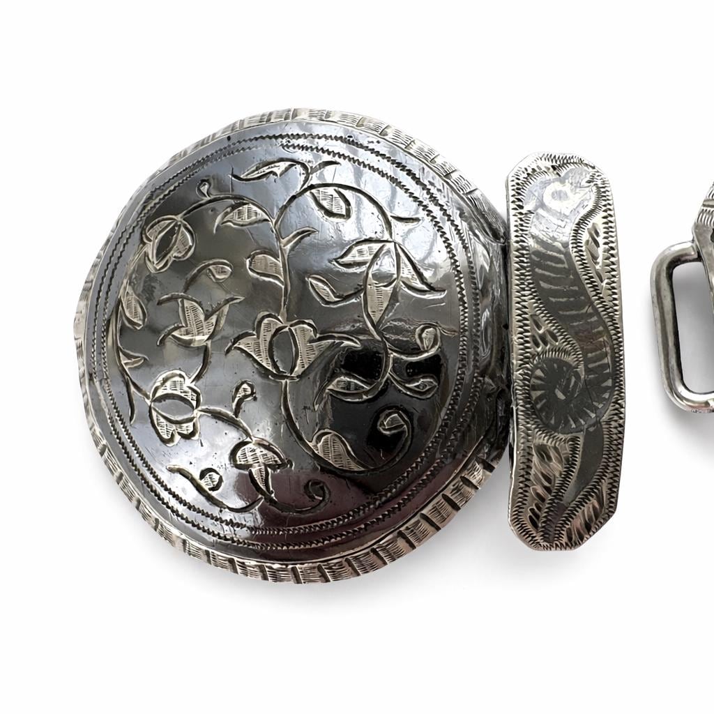 Rare Antique Imperial Russian Niello Silver Zoomorphic Belt Buckle, Dated 1872, Caucasus Dagestan
