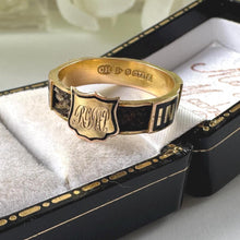 Charger l'image dans la galerie, Victorian Mourning Ring, Chester 1901: 9ct Gold Hairwork Enamel In Memory Of Memorial Band
