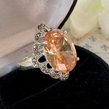 Load image into Gallery viewer, Vintage Sunset Peach Colour-Changing Tourmaline Cocktail Ring in Sterling Silver, Size O/7.25
