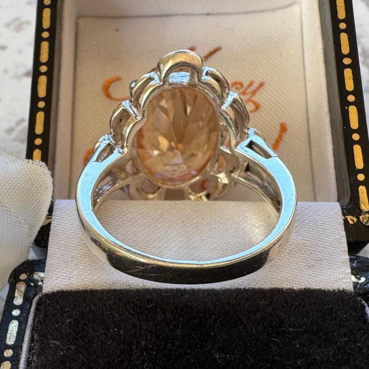 Vintage Sunset Peach Colour-Changing Tourmaline Cocktail Ring in Sterling Silver