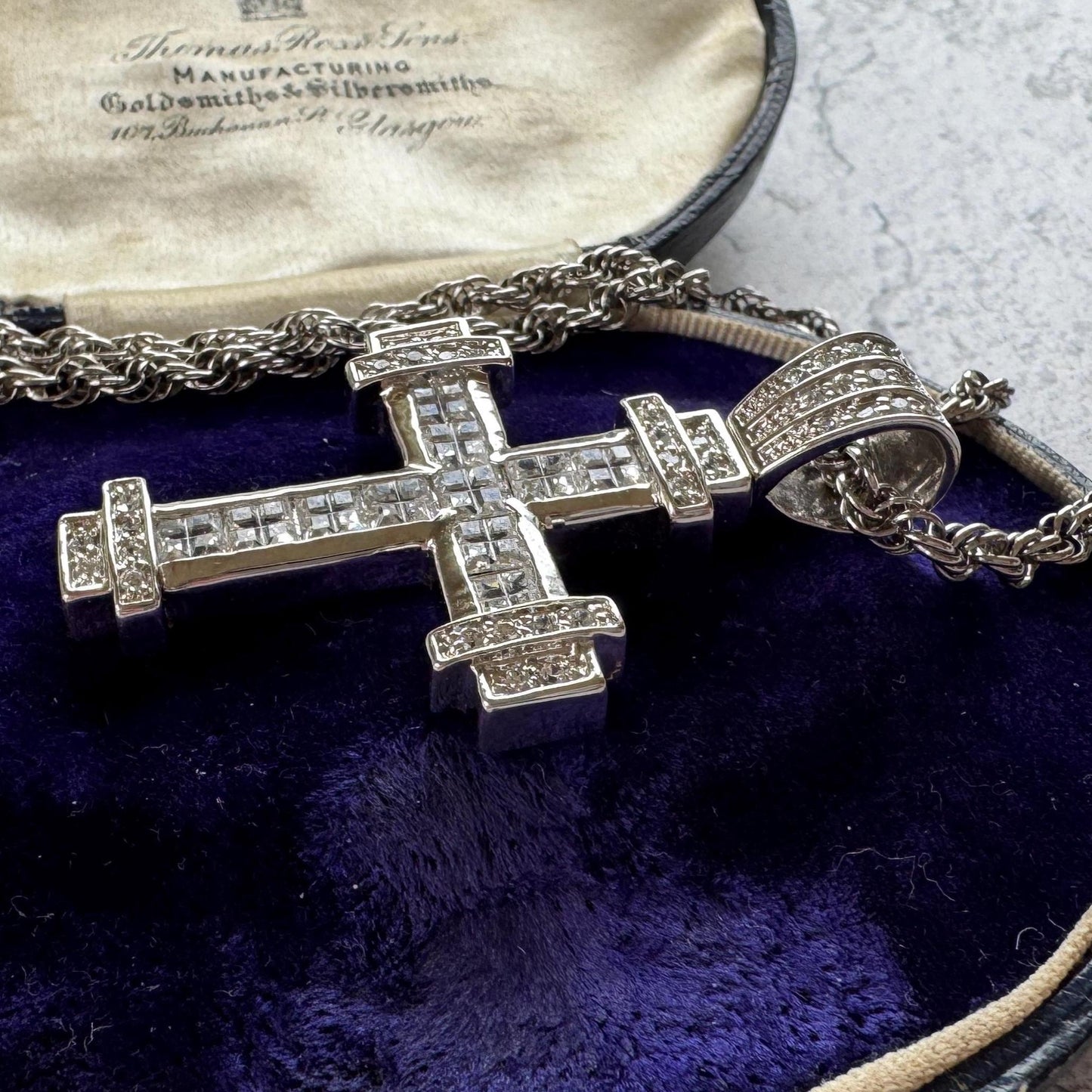 Vintage Heavy Sterling Silver Iced Cross Pendant, CZ Hip Hop Style Statement