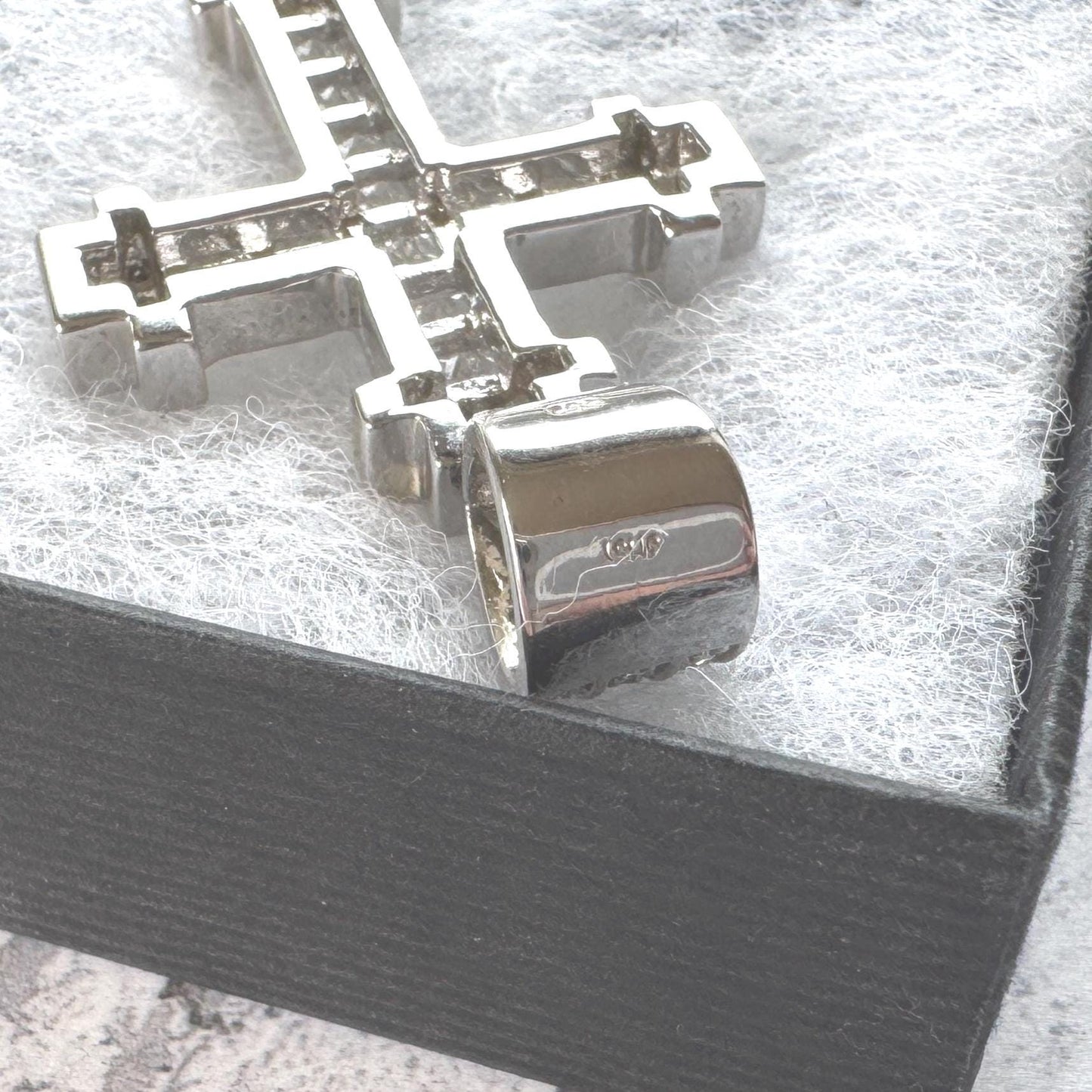 Vintage Heavy Sterling Silver Iced Cross Pendant, CZ Hip Hop Style Statement