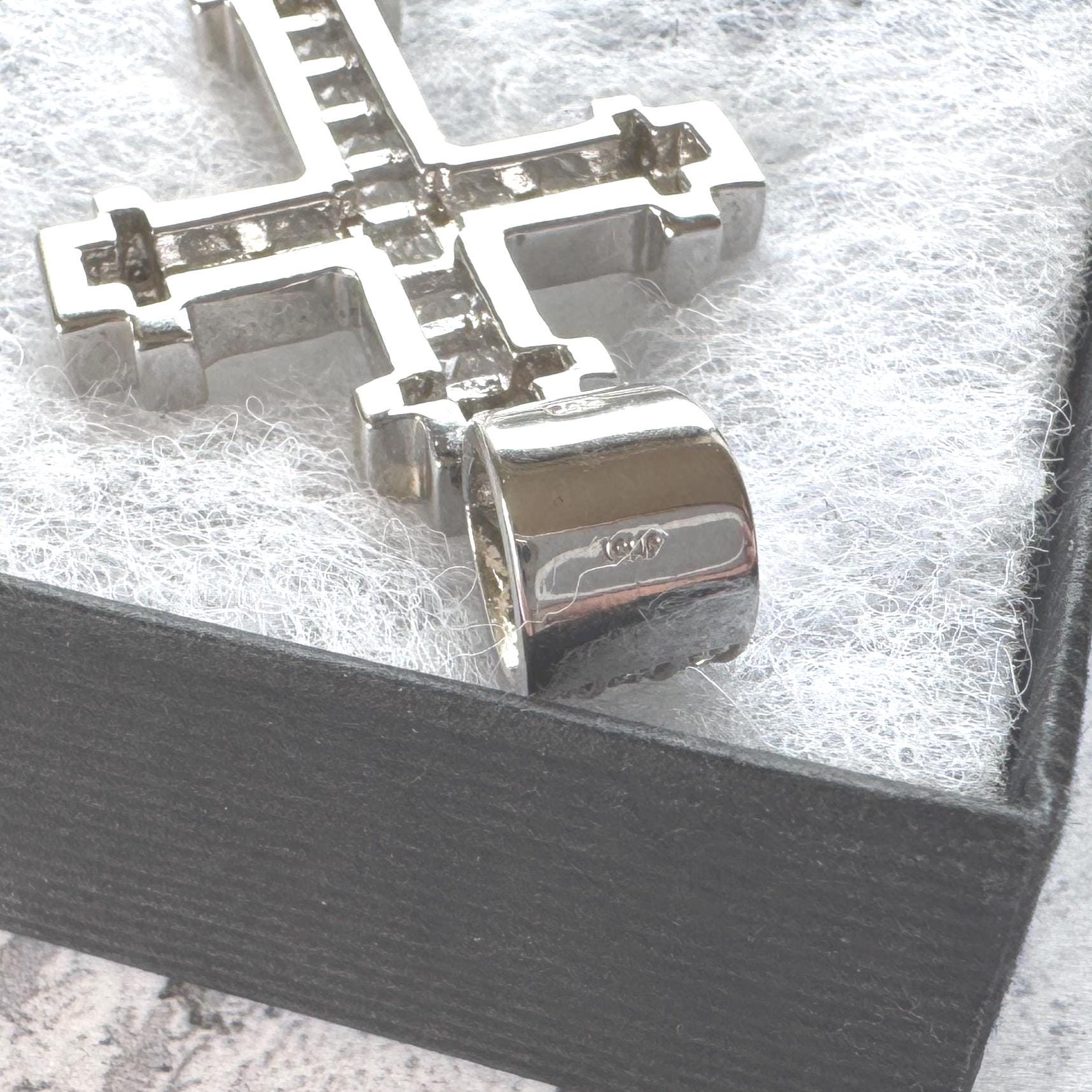 Vintage Heavy Sterling Silver Iced Cross Pendant, CZ Hip Hop Style Statement