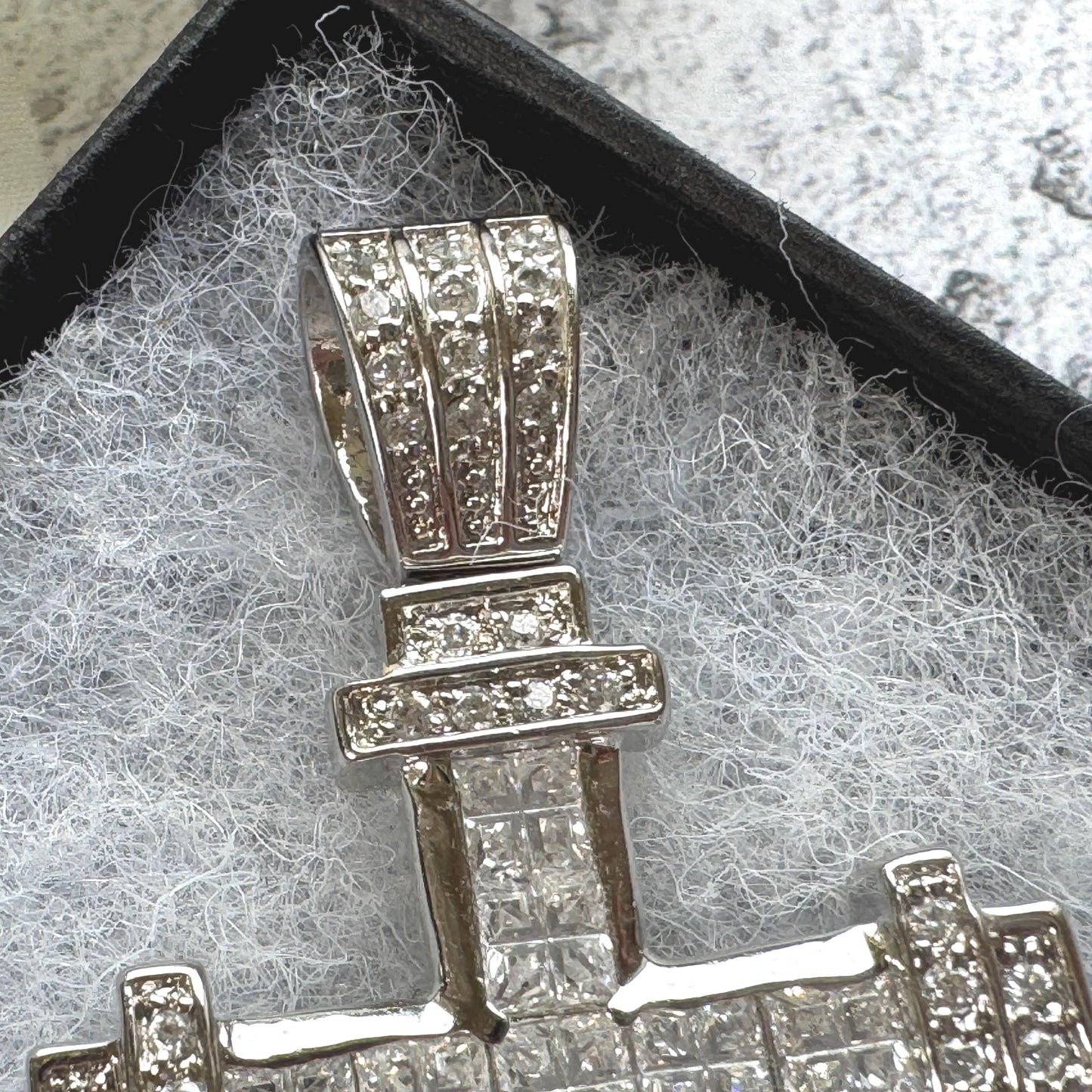 Vintage Heavy Sterling Silver Iced Cross Pendant, CZ Hip Hop Style Statement
