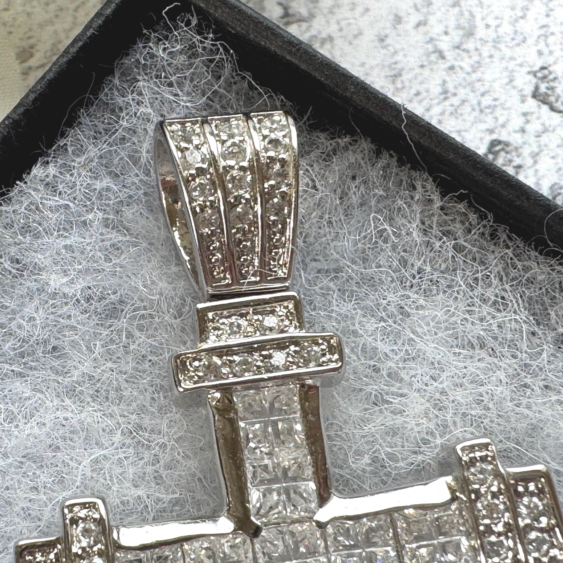 Vintage Heavy Sterling Silver Iced Cross Pendant, CZ Hip Hop Style Statement